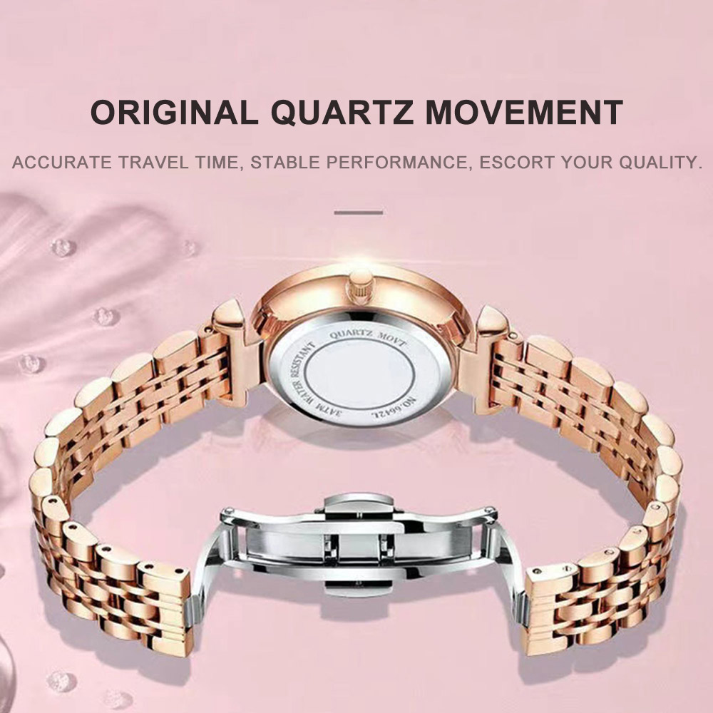 POEDAGAR-Montre-Bracelet de Luxe en Acier Inoxydable pour Femme, Élégante, Étanche, à Quartz, Diamant AI0001 – Image 4