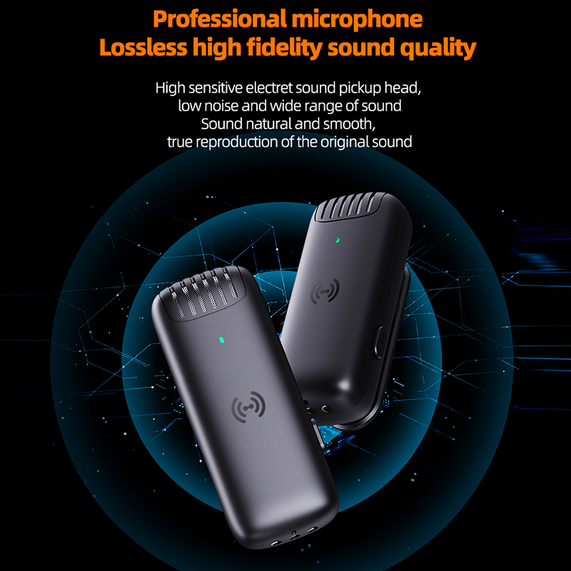 Microphone Lavalier sans fil avec boîtier de chargeur, réduction du bruit, audio, vidéo, statique, mini micro pour iPhone, Android, J13, J12, original AI0001 – Image 5
