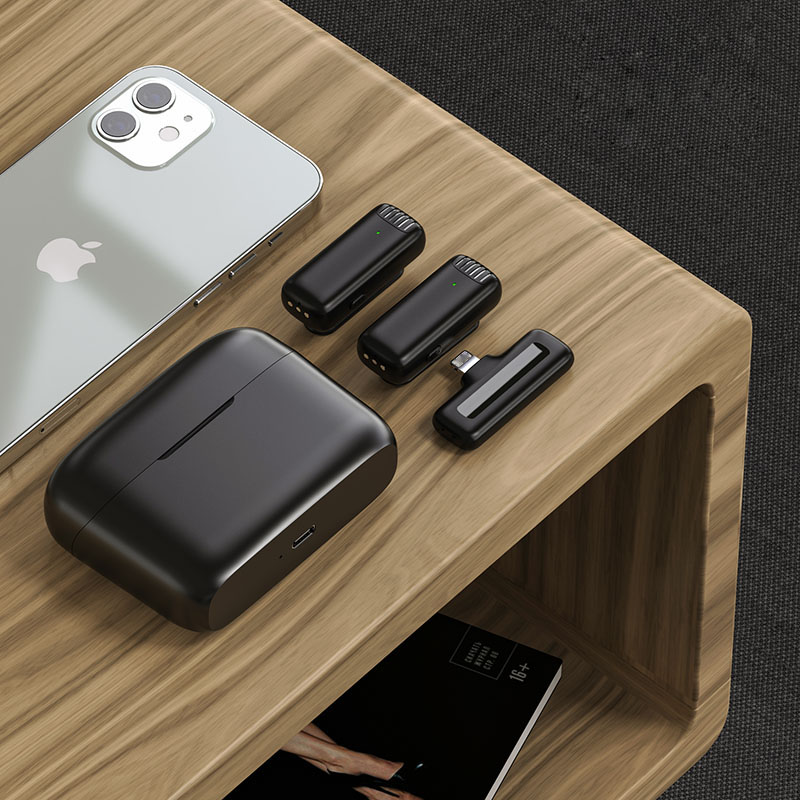 Microphone Lavalier sans fil avec boîtier de chargeur, réduction du bruit, audio, vidéo, statique, mini micro pour iPhone, Android, J13, J12, original AI0001 – Image 2