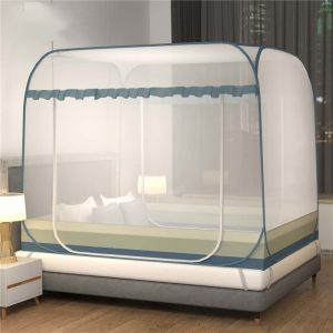 Moustiquaire carrée à 2 portes, tente de lit astronomique complète, grand espace, en maille anti-insectes, sans fond AI0001