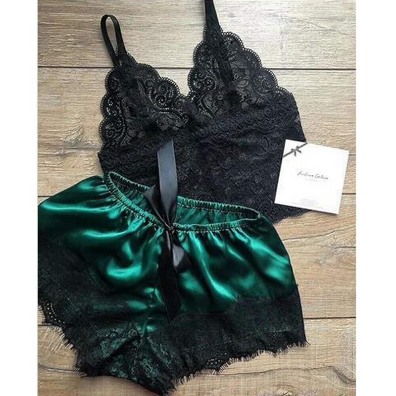 Vêtements de nuit sexy en dentelle pour femmes, nuisette à col en V, ensemble de pyjamas, lingerie, short en Y AI0001 – Image 6