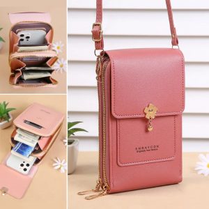 Sac à bandoulière en cuir souple pour femme, écran tactile, sac à main pour téléphone portable, sac à main pour femme, sacs de messager de luxe, portefeuilles initiés AI0001