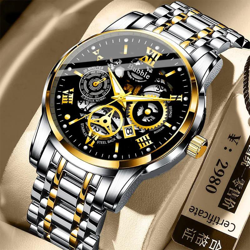 UTHAI-Montre-bracelet à quartz pour homme, léger, haut de gamme, luxe, polyvalent, étanche, creux romain, horloge masculine AI0001
