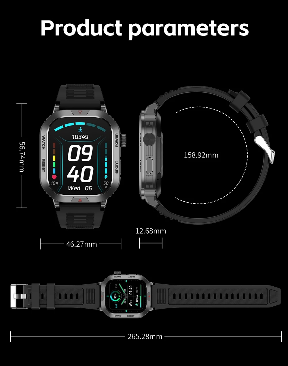 Montre intelligente avec moniteur de santé dynamique, suivi de la température, écran tactile, modes multi-sports, Xiaomi 14 Ultra Redmi Note 13 Pro 12 AI0001 – Image 6
