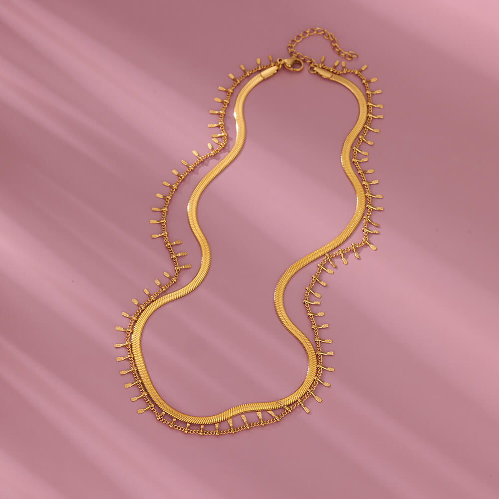 Colliers de la présidence JOChoker pour femme, acier inoxydable, or, double couche, bijoux étanches, cadeau de mariage, salle plate, document AI0001 – Image 4