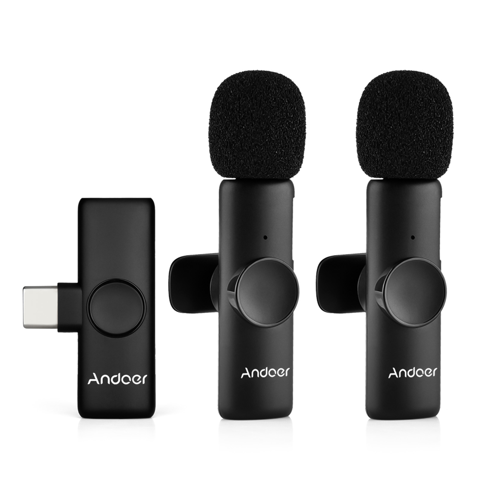 Andoer – système de Microphone sans fil 2.4G, micro à Clip, portée de Transmission de 20m, Plug-and-Play, pour téléphone, tablette, Streaming en direct AI0001