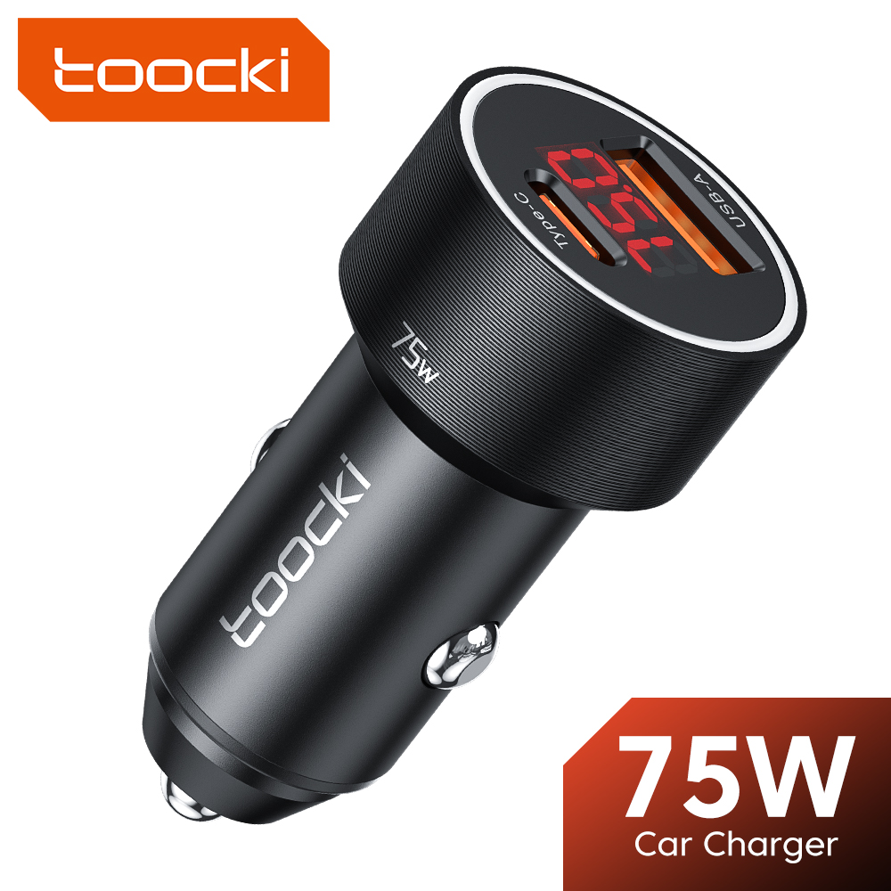 Toocki-Chargeur de téléphone de voiture USB C à charge rapide, 75W, QC4.0, PD3.0, SCP, 5A, PD, Type C, iPhone 14, 13, Samsung, Xiaomi, Huawei AI0001