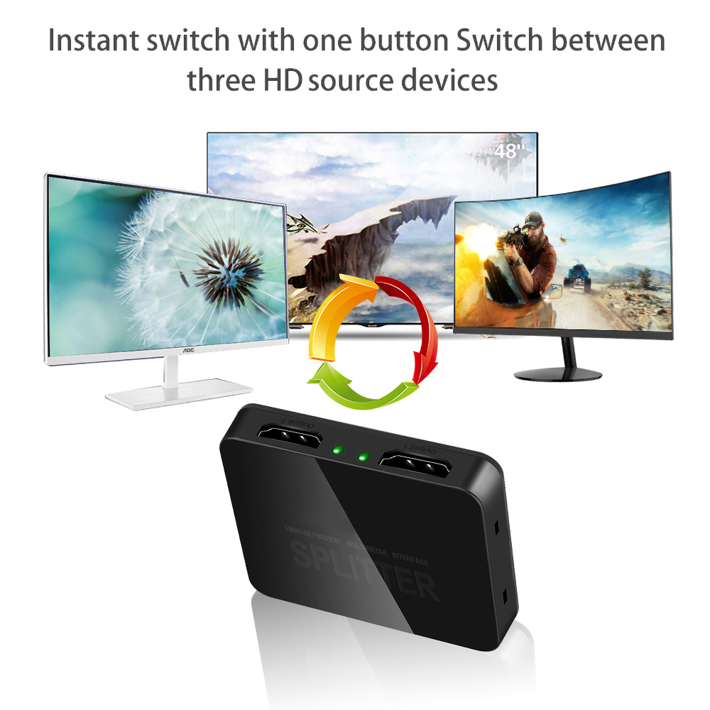 Répartiteur HDMI 1x2 4K, commutateur HDMI 1 entrée 2 sorties, distributeur vidéo, amplificateur, affichage pour touristes, boîtier HDTV, moniteur PC, budgétaire, ordinateur portable AI0001 – Image 4