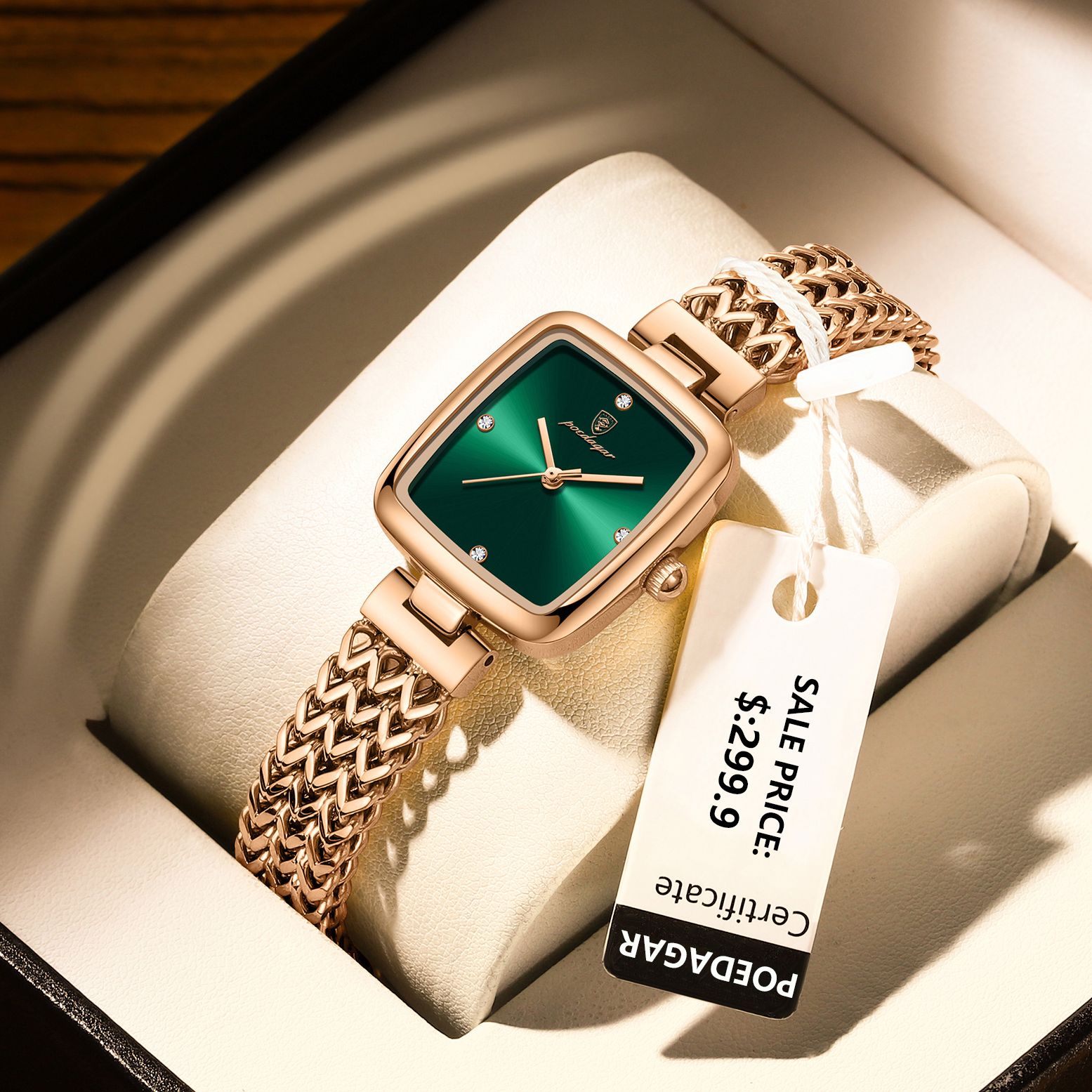 POEDAGAR-Montre carrée de luxe pour femme, étanche, en acier inoxydable, à quartz, élégante, à la mode AI0001
