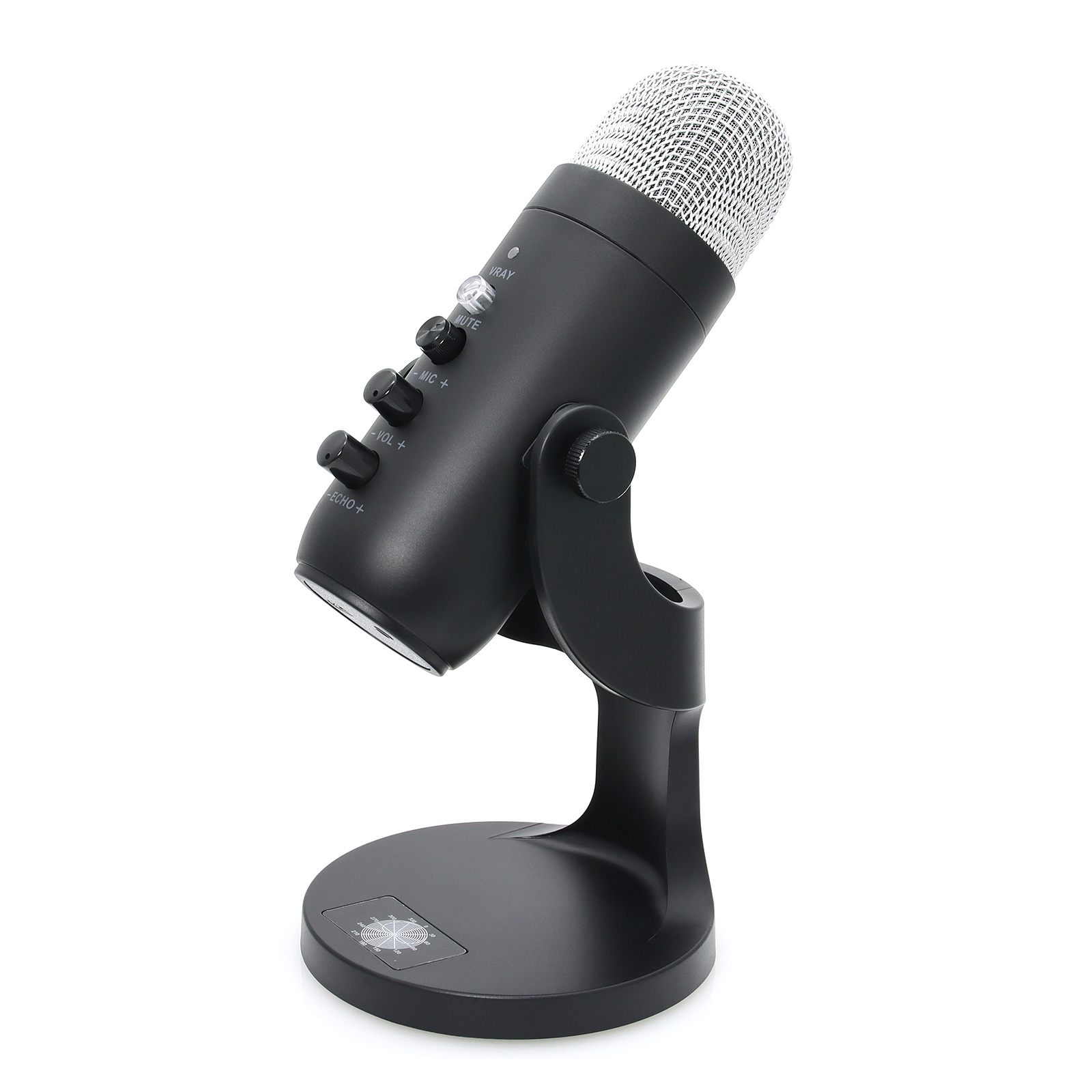 Microphone à condensateur USB professionnel, microphone statique, chant, jeu, diffusion en direct, PC, ordinateur portable, argent, noir, MU-900 AI0001 – Image 2