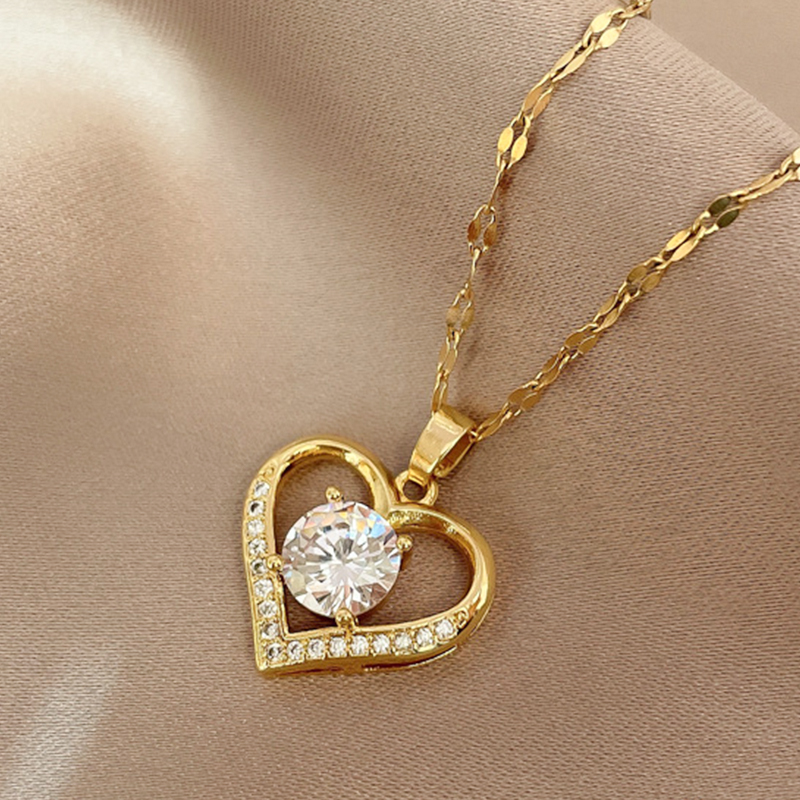 Collier avec pendentif en forme de cœur pour femme, bijou artificiel, en acier inoxydable doré, avec lèvres, chaîne de cou, 2022 AI0001 – Image 5
