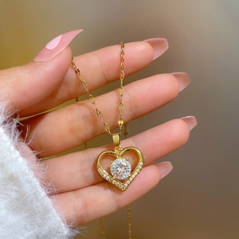 Collier avec pendentif en forme de cœur pour femme, bijou artificiel, en acier inoxydable doré, avec lèvres, chaîne de cou, 2022 AI0001 – Image 6