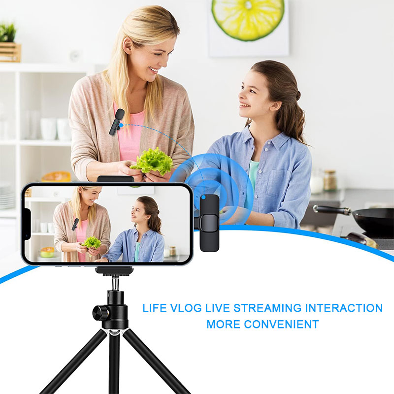 Mini microphone Lavalier sans fil pour iPhone, Android, téléchargements vidéo mobiles, diffusion en direct statique, micro portable de jeu Vlog Microphone Nouveau 2.4G réduction du bruit audio enregistrement vidéo jeu AI0001 – Image 5