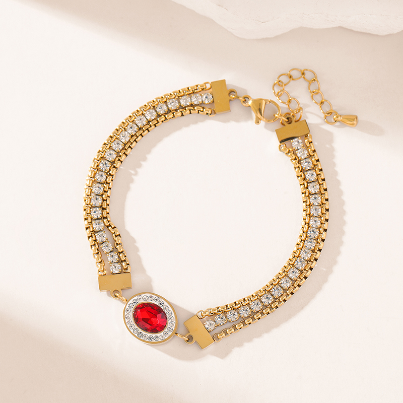 EILIECK SION L-Ensemble de bijoux en acier inoxydable pour femme, collier nar, bracelet en cristal rouge, cadeau d'anniversaire, nouveau AI0001 – Image 3