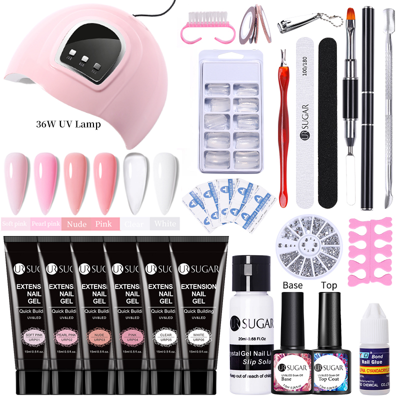 UR SUGAR-Kit de manucure complet pour extension d'ongles, ensemble de gel pour extension des doigts, kit d'outils d'extension rapide, lampe LED 6W, 15ml AI0001 – Image 7