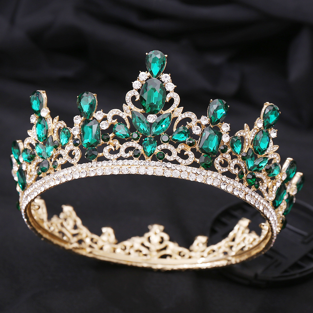 KMVEXO-Vêtements de sauna pour patients, couronne de fête absorbe ouissante pour dames, diadèmes de performance exquis, bijoux d'anniversaire luxueux, couleur verte AI0001 – Image 3