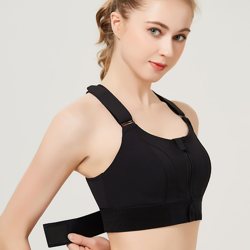 Soutien-gorge de sport pour femme, collants, haut court, yoga, fermeture éclair avant, grande taille, sangle réglable, antichoc, fitness, brassière athlétique AI0001 – Image 4