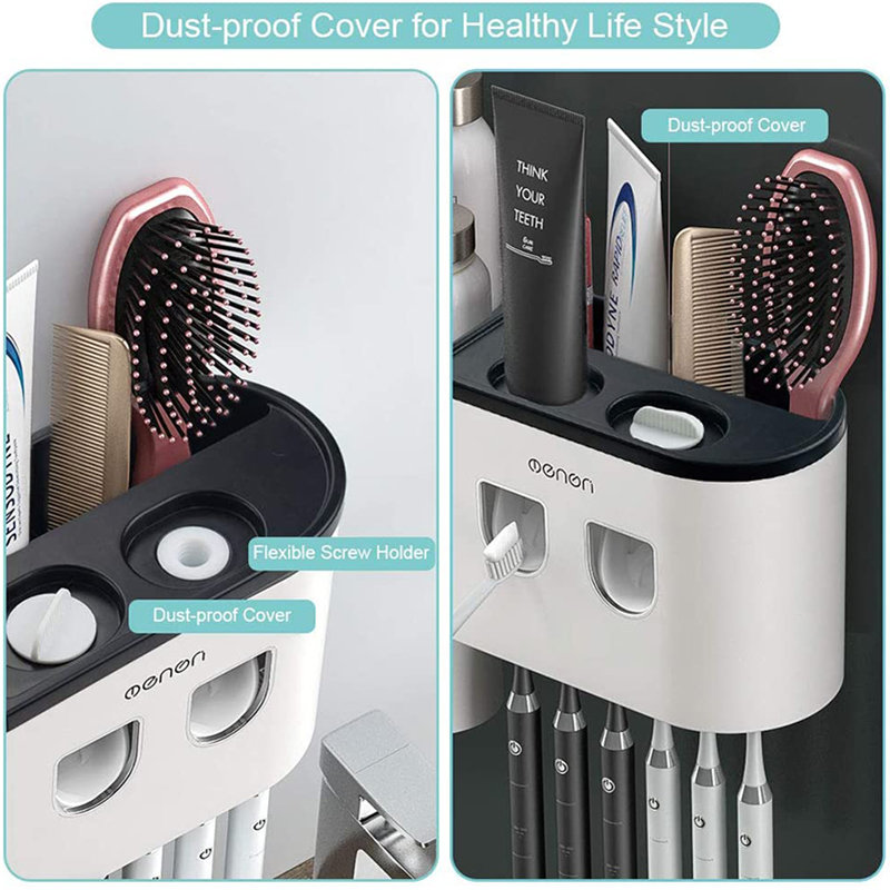 Porte-brosse à dents mural à absorption magnétique inversée, Double porte-dentifrice automatique, accessoires de salle de bains AI0001 – Image 3