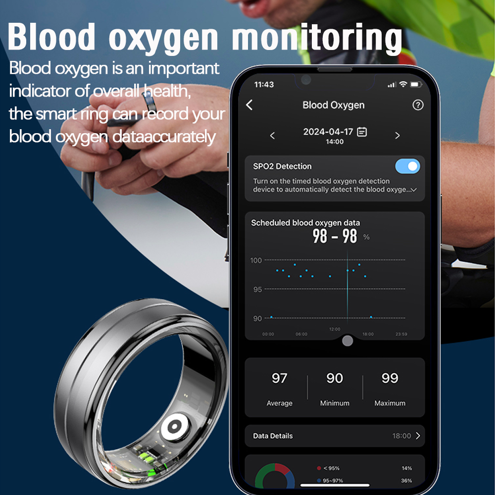 Xiaomi-Smart Ring pour hommes et femmes, fréquence cardiaque, oxygène sanguin, moniteur de santé du sommeil, tracker de fitness sportif, Android, iOS, nouveau AI0001 – Image 5