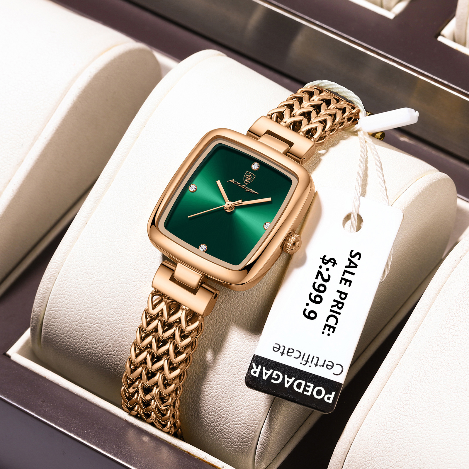 POEDAGAR-Montre carrée de luxe pour femme, étanche, en acier inoxydable, à quartz, élégante, à la mode AI0001 – Image 2