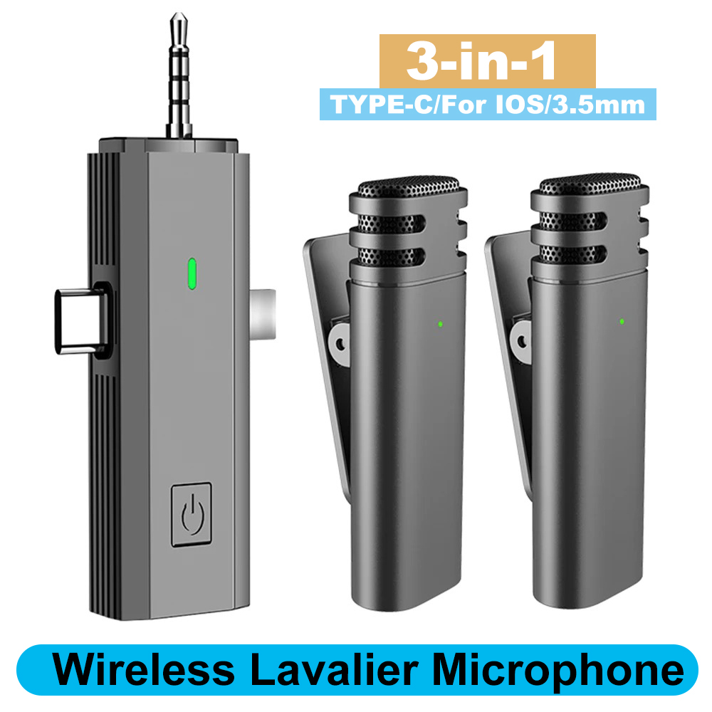 Microphone Lavalier universel sans fil pour iPhone, micro à réduction de bruit AI, micro pour Live Broadcas, prise jack 3.5mm, type C, 3 en 1 AI0001 – Image 7
