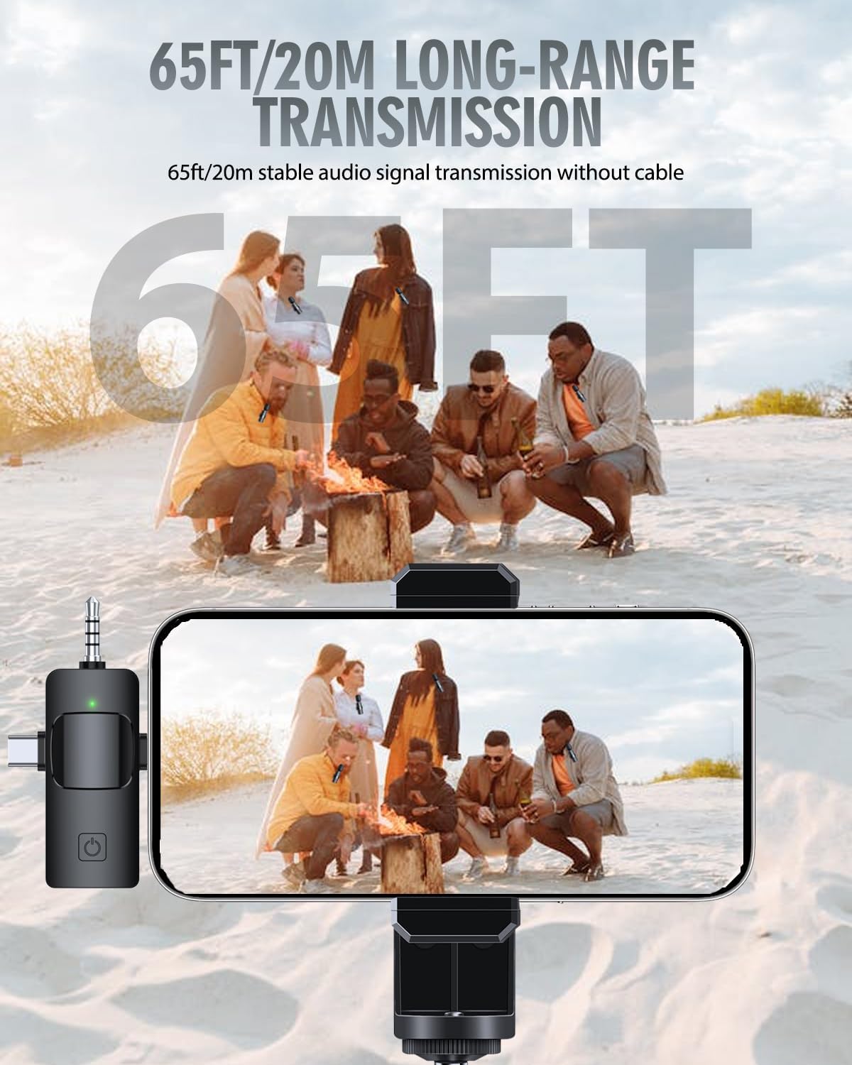 Microphone Lavalier sans fil 3 en 1 pour iPhone Android, micro-cravate antibruit pour téléchargements, vidéo, podcast AI0001 – Image 3