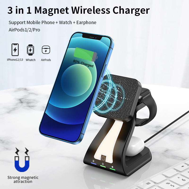 15W Wireless Charging Dock Station 3 in 1 Chargers Stand for iPhone 13 12 Pro Max Mini Apple Watch 7 6 SE 5 4 3 Airpods 2 3 Pro AI0001 – Image 5