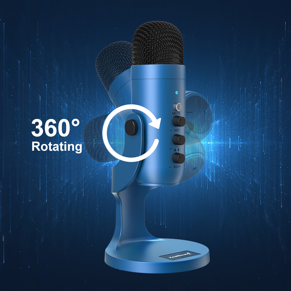 Microphone à condensateur USB K66, pour enregistrement en Studio, pour PC, ordinateur portable, Windows, Streaming, vidéo, jeu, podcast, chant, bleu AI0001 – Image 4