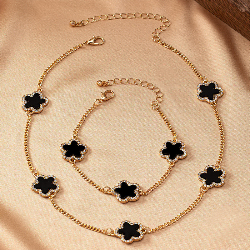 Ensembles de bijoux géométriques en émail de verre pour femmes, collier de fleurs, bracelet, cadeau de fête, avocat, vacances, ensemble de 2 pièces, S018 AI0001 – Image 4