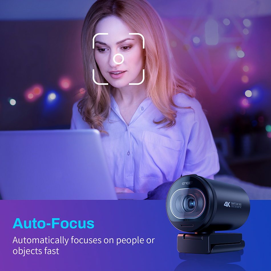 Webcam 4K 1080P 60FPS USB, caméra EMEET Sfemale, mise au point automatique, diffusion en direct avec micros pour Tiktok/prometteur AI0001 – Image 5