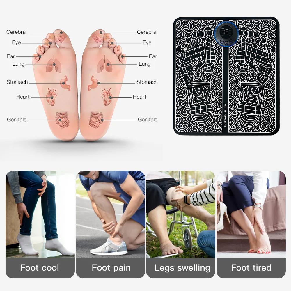Ohio eur de pieds électrique EMS, coussin d'instituts de fatigue, relaxation, UNIS issement musculaire, amélioration du sang, cowsurpoids, points d'acupuncture, polymères de massage AI0001 – Image 6