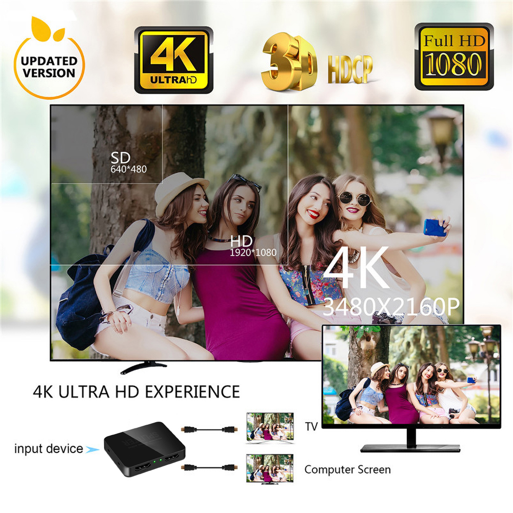 Répartiteur HDMI 1x2 4K, commutateur HDMI 1 entrée 2 sorties, distributeur vidéo, amplificateur, affichage pour touristes, boîtier HDTV, moniteur PC, budgétaire, ordinateur portable AI0001 – Image 6
