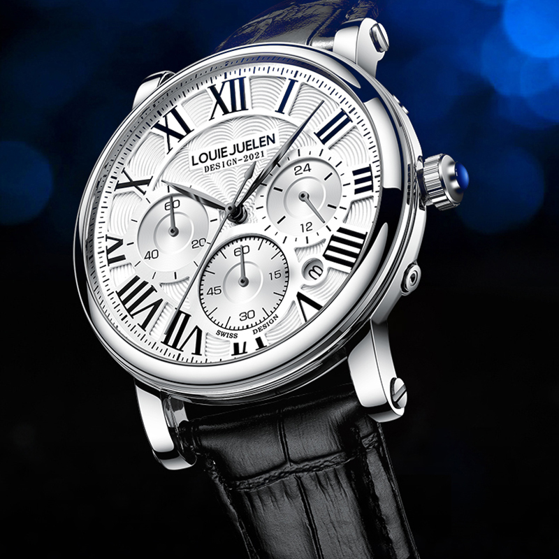 Montres-bracelets à quartz en cuir pour hommes, montre chronographe, étanche, décontracté, affaires, mode, haute qualité, 2023 montres hommes AI0001