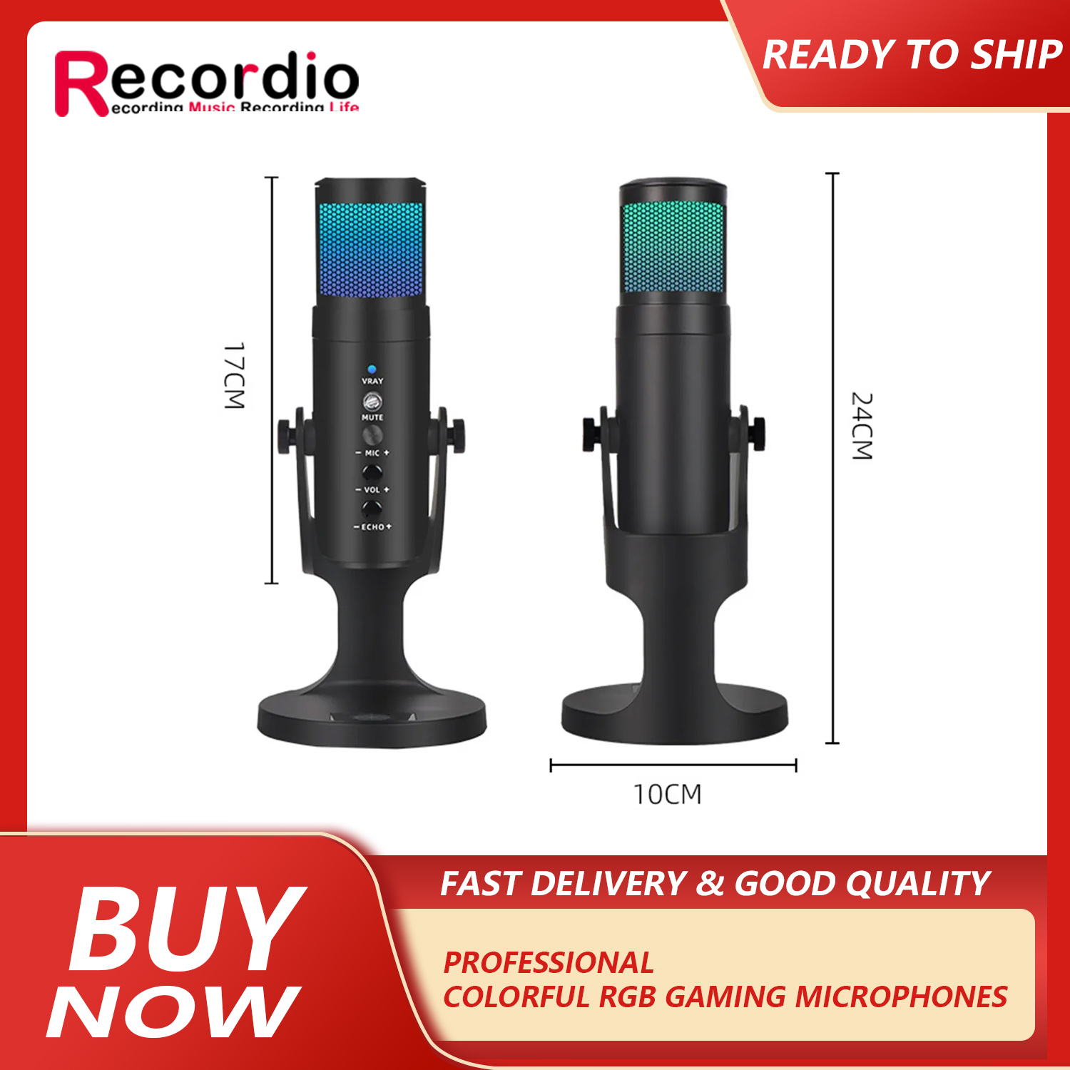 Microphones colorés GAM-ME950 de jeu de RVB avec le microphone de jeu d'USB de lampe de LED pour le bureau de PC AI0001