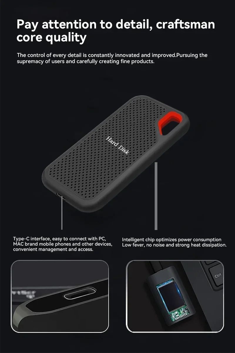 Disque dur externe SSD portable haute vitesse, disque dur externe, disque à semi-conducteurs, USB 3.1, 1 To, 2 To, Lapmedicings Mac, PC AI0001 – Image 3
