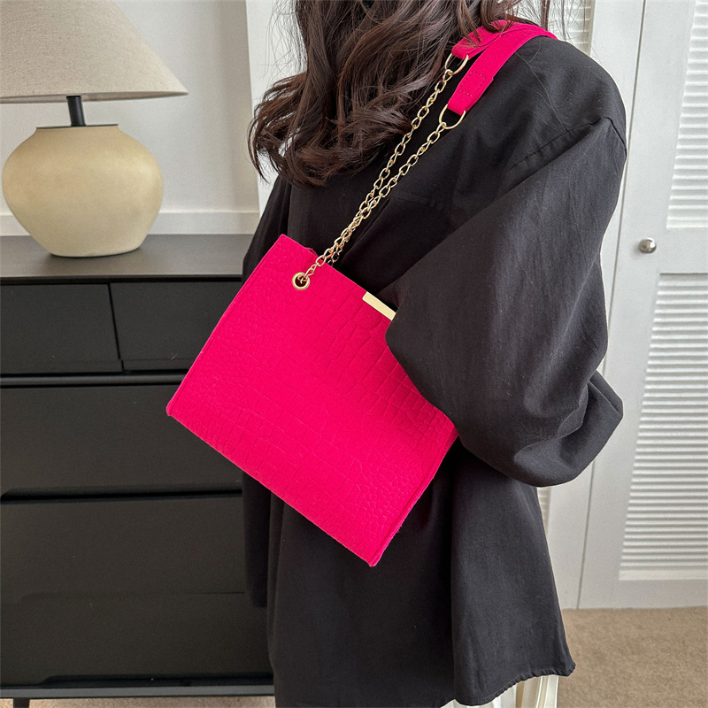 Sac à main en feutre à motif de gril pour femme, petite poignée sous les bras, pochette de luxe solide, sac à main pour document féminin, initié, nouvelle mode, 2024 AI0001 – Image 5