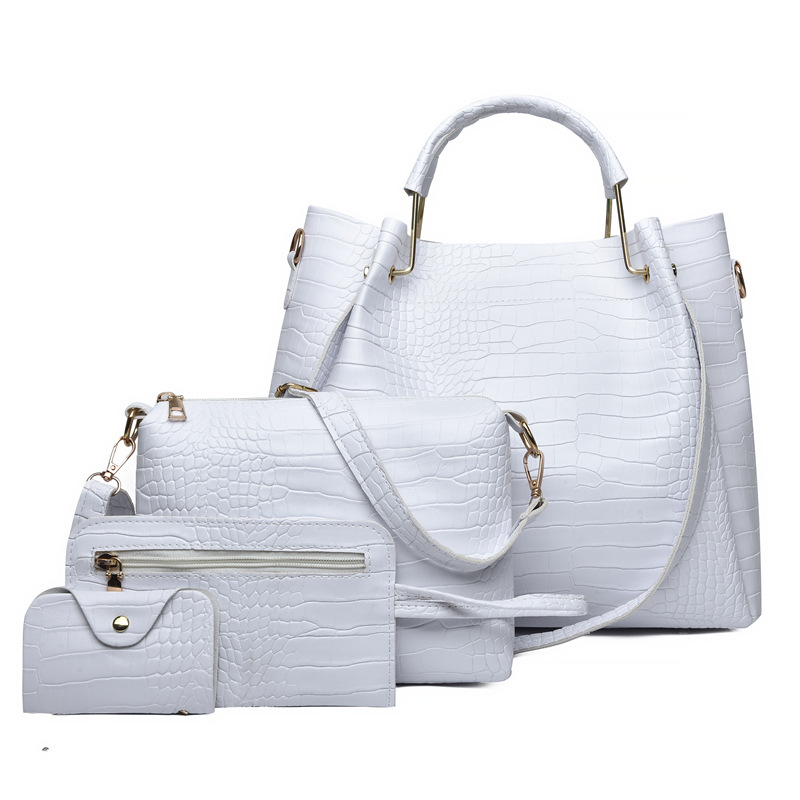 Sac à main en cuir vintage de grande capacité pour femme, sac à main incliné, mode initiée, ensemble de 4 pièces AI0001 – Image 2