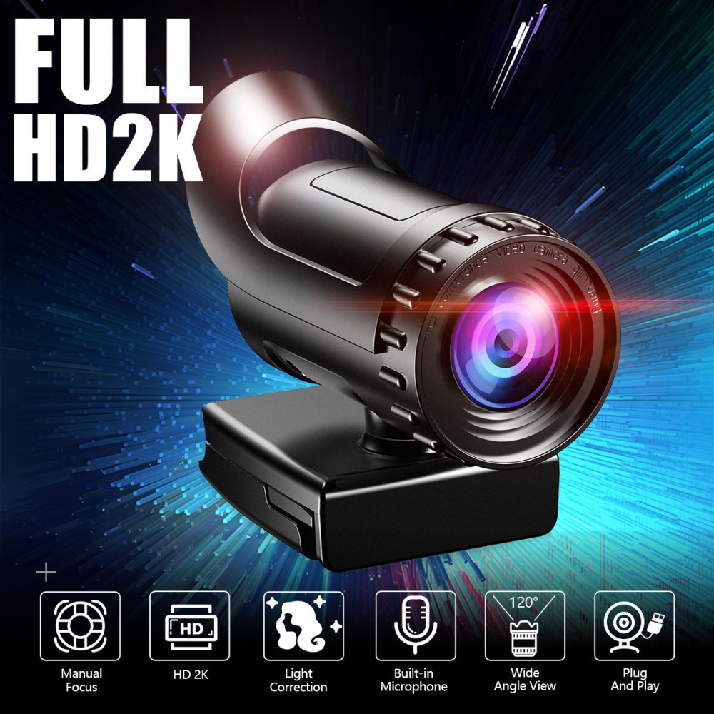 Mini caméra sans fil avec microphone, lecteur gratuit, 1600x1200, noir, vidéoconférence en direct, ordinateur, webcam, mise au point automatique, Abs AI0001 – Image 7