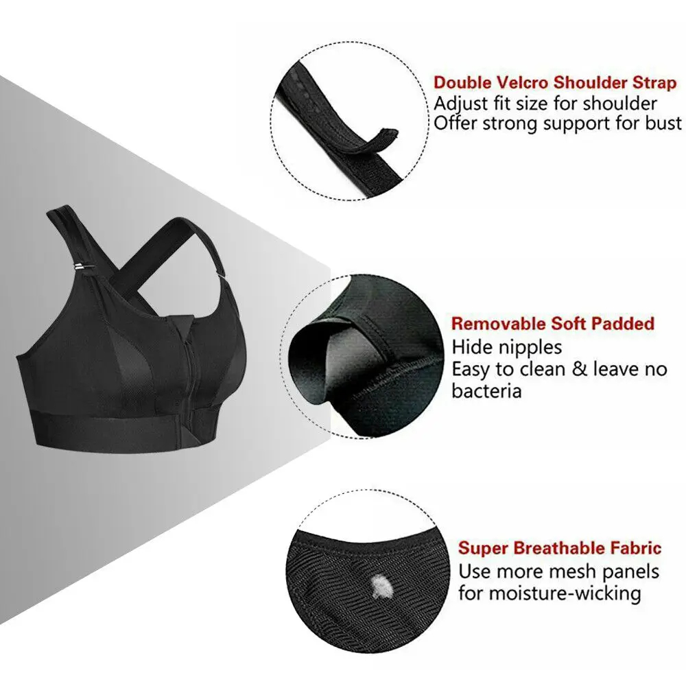 Soutien-gorge de sport sans couture avec fermeture éclair avant pour femme, sous-vêtements respirants, brassière antichoc sans armatures, course à pied et fitness AI0001 – Image 6