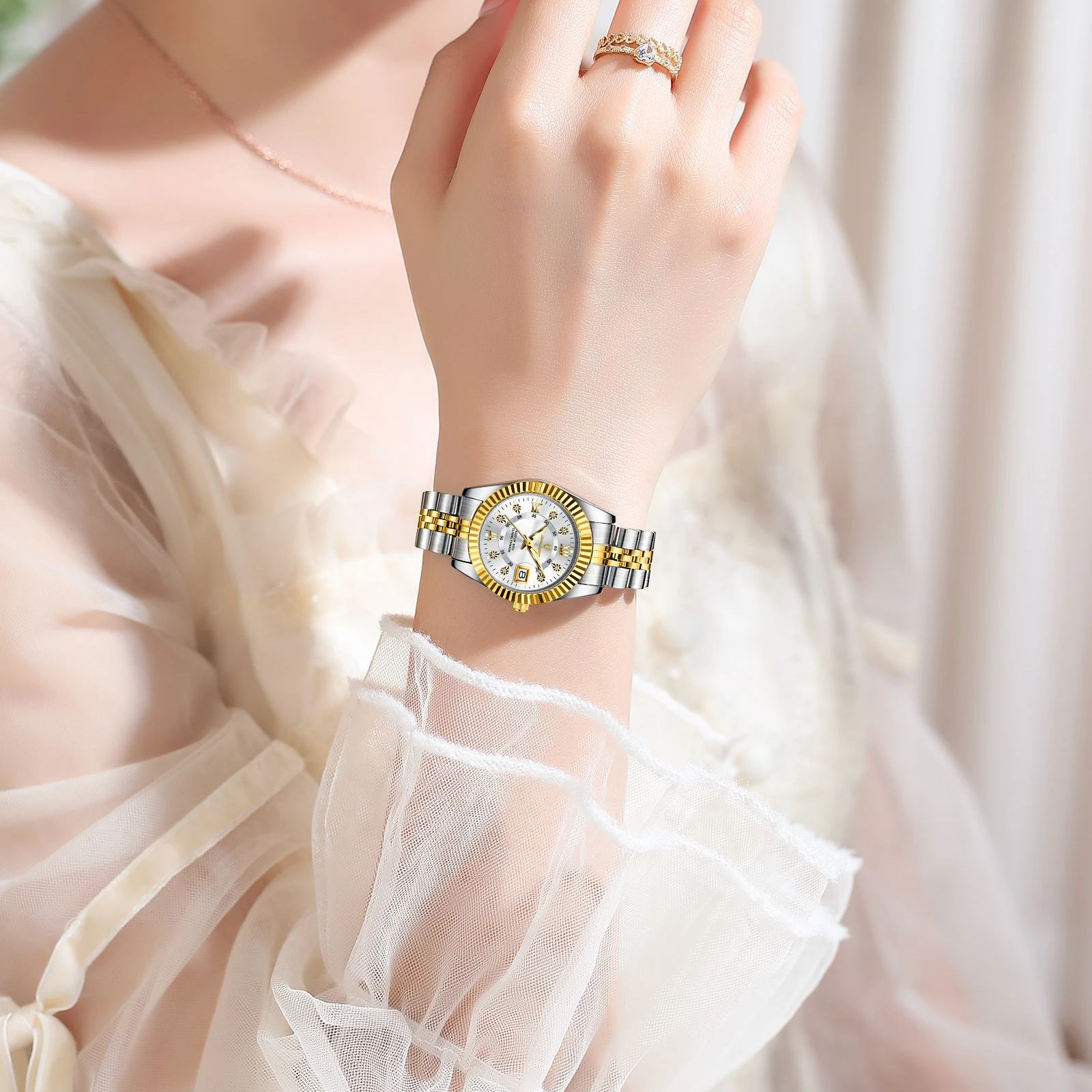 POEDAGAR-Montre de Luxe Élégante pour Femme, en Acier Inoxydable, Étanche, à Quartz, pour Fille AI0001 – Image 2