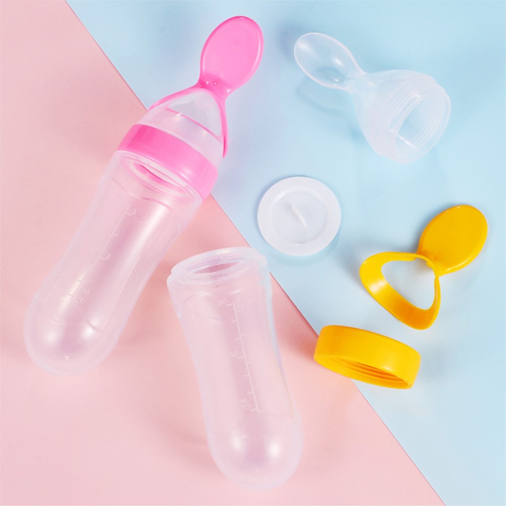 BiSantos en silicone avec cuillère pour bébé, nouveau-né, nourrisson, cuillère à presser, tout-petit, complément alimentaire, bouteille de céréales, mangeoire à lait, 90ml AI0001 – Image 4