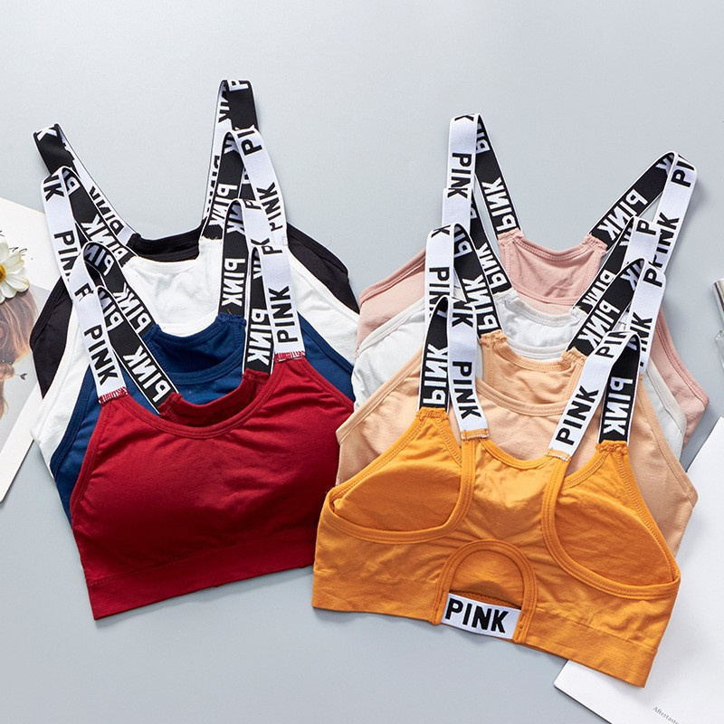 Soutien-gorge Push Up de dehors pour Femme, Sous-vêtement de Fitness, Yoga, Course à Pied, Lettres Noires et Blanches, Sans Couture AI0001