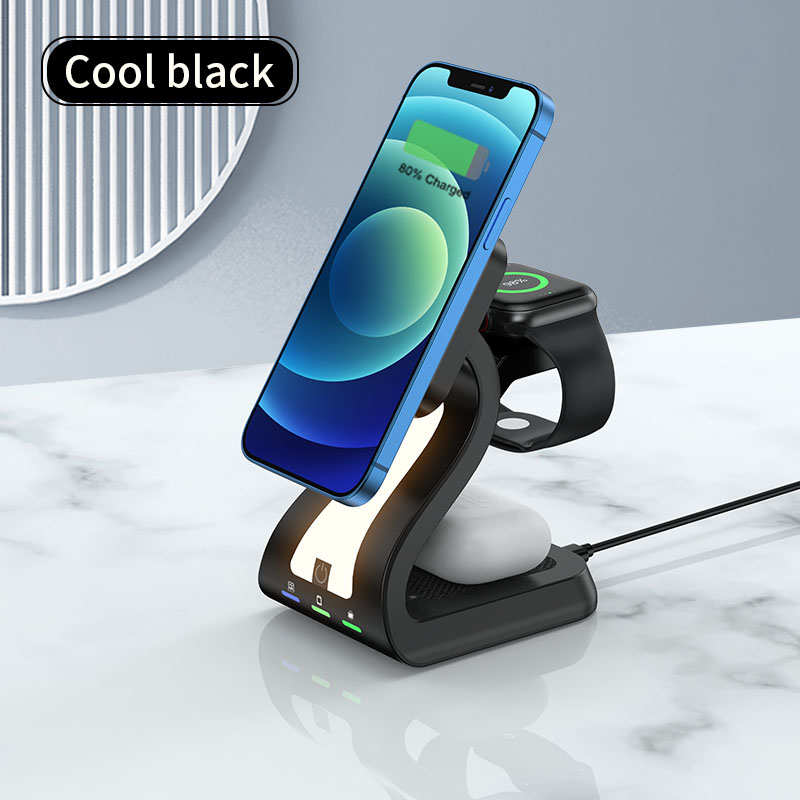 15W Wireless Charging Dock Station 3 in 1 Chargers Stand for iPhone 13 12 Pro Max Mini Apple Watch 7 6 SE 5 4 3 Airpods 2 3 Pro AI0001 – Image 4