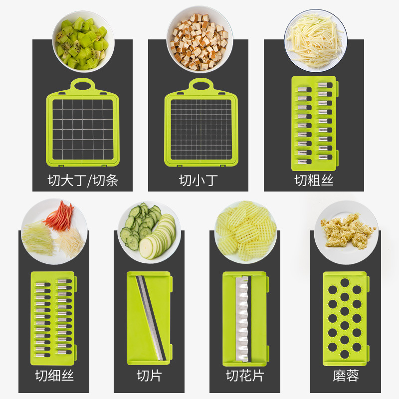 Hachoir à légumes multifonction, râpe à pommes de terre domestique, dés, fournitures de cuisine, râpe, trancheur, artefact de coupe AI0001 – Image 5