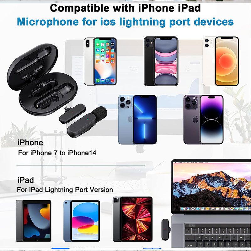 Collier de microphone sans fil à revers 2 en 1, pince Lavalier, micro audio aught, étui de chargement, adapté aux blogueurs, iPhone, téléphone portable, K61 Microphone portable sans fil microphone micro téléphone porta AI0001 – Image 3