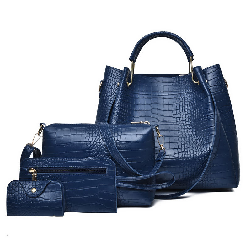 Sac à main en cuir vintage de grande capacité pour femme, sac à main incliné, mode initiée, ensemble de 4 pièces AI0001 – Image 3