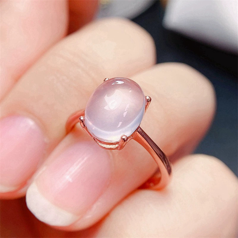 Bague en Quartz Rose Naturel Plaqué Or 18K, Bijoux en Argent 925, Pierre Précieuse, 3ct, 03/Wear, 8mm x 10mm AI0001 – Image 3