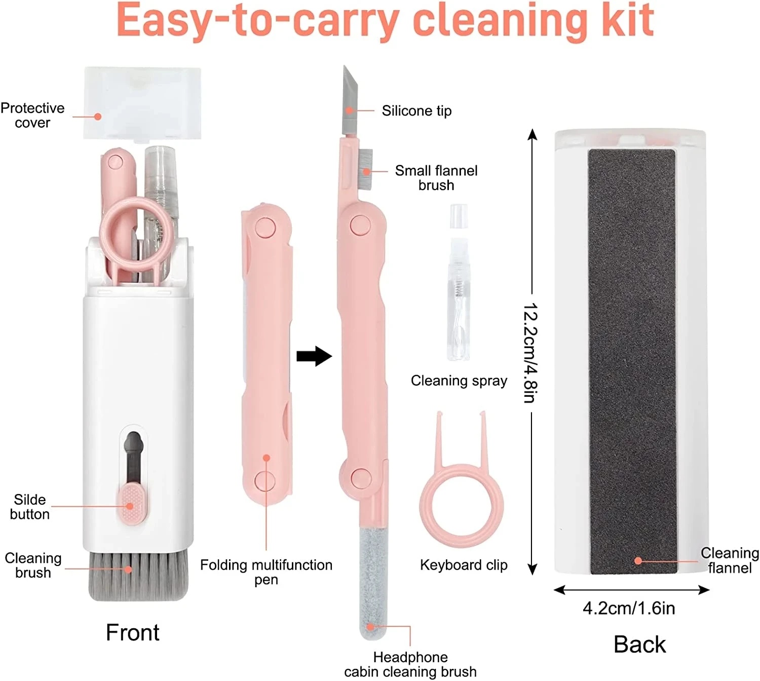 Kit de brosse de nettoyage de clavier d'ordinateur, étui pour casque multifonctionnel, outils de livres, bouteille de pulvérisation, nettoyage, agaçant, écran, livres, 7 en 1 AI0001 – Image 2