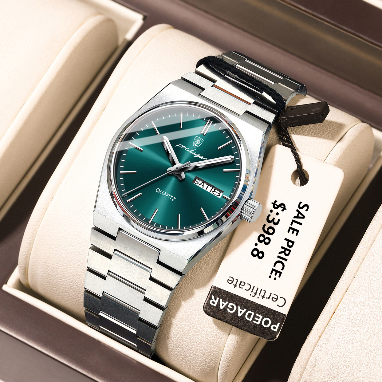 POEDAGAR-Montre à Quartz de Luxe pour Femme, Élégante, Étanche, Shoous, Date, Semaine, en Acier Inoxydable AI0001 – Image 7