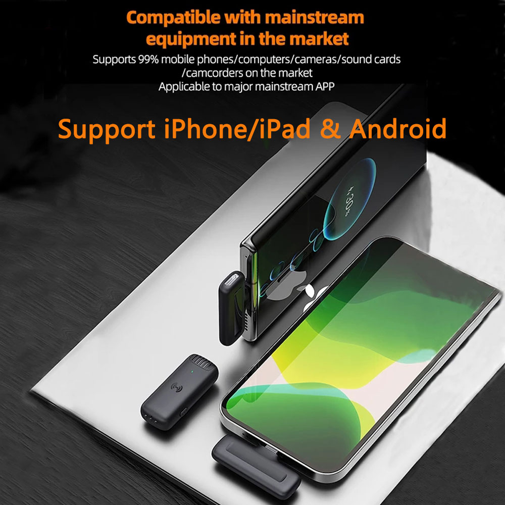 Microphone Lavalier sans fil avec étui de chargement, micro portable, audio, vidéo, statique, iPhone, appareil photo Android, ordinateur portable, micro de jeu en direct AI0001 – Image 2
